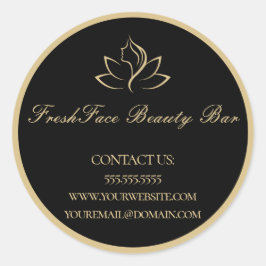 Elegant gold and black beauty salon runder aufkleber