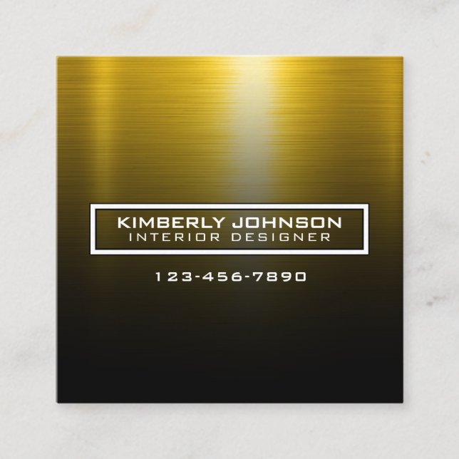 Elegant Gold and Black Business Card Design Quadratische Visitenkarte (Vorderseite)