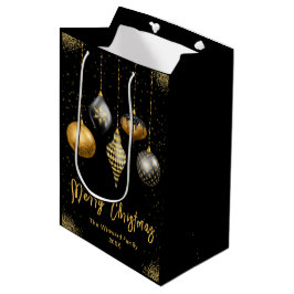 Elegant Gold and Black Ornament Christmas Mittlere Geschenktüte