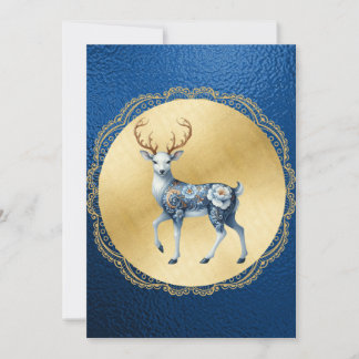 Elegant Gold and Blue Christmas Card Feiertagskarte