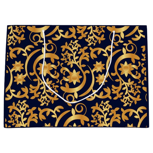 Elegant gold and dark navy große geschenktüte (Vorderseite)