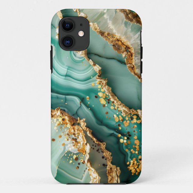 Elegant Gold And Green Marble Case-Mate iPhone Hülle (Rückseite)
