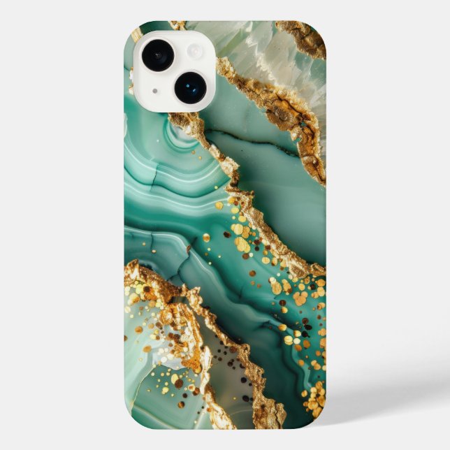 Elegant Gold And Green Marble iPhone Hülle (Rückseite)