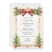 Elegant Gold and Red Bow Christmas Party