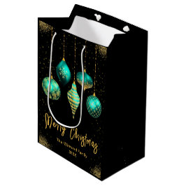 Elegant Gold and Teal Ornament Christmas Mittlere Geschenktüte