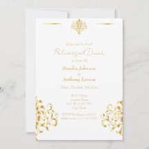 Elegant Gold and White Damask Wedding Rehearsal