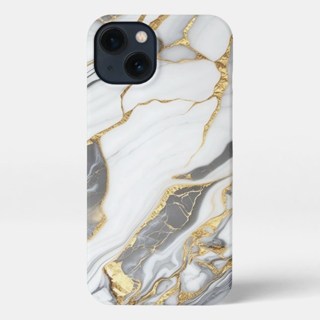 Elegant Gold And White Marble  iPhone Hülle (Rückseite)