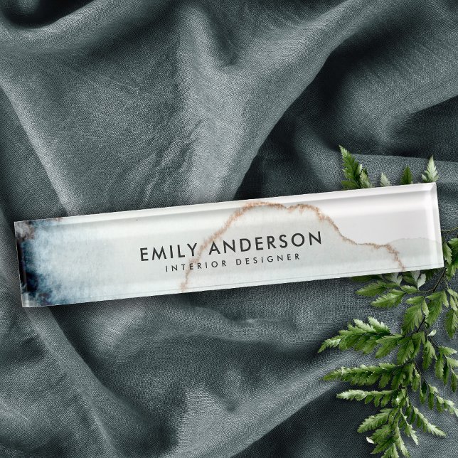 ELEGANT GOLD AQUA BLAUE BRUSH STROKE STAXTTEXTURE NAMENSPLAKETTE (Von Creator hochgeladen)