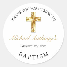 Elegant Gold Baby Taufe Vielen Dank Runder Aufkleber