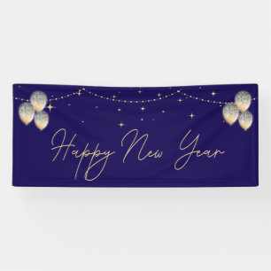 Elegant Gold Ballon Happy New Year Banner