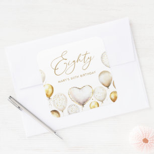 Elegant Gold Balloon 80. Danke Geburtstag Quadratischer Aufkleber