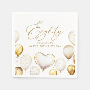 Elegant Gold Balloon 80. Geburtstagsparty Serviette
