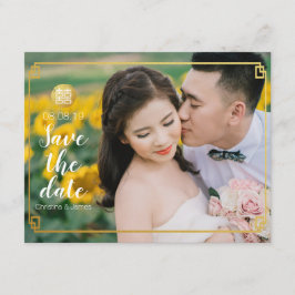 Elegant Gold Bamboo & Double Happy Chinesisch Save The Date
