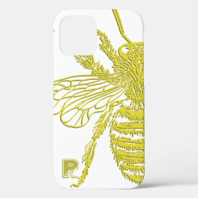 Elegant Gold Bee Monogram Case-Mate iPhone Case (Rückseite)