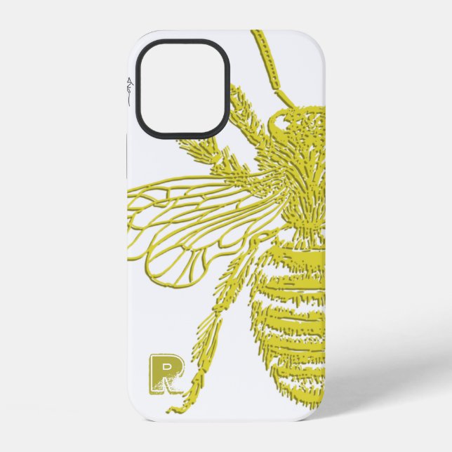 Elegant Gold Bee Monogram Case-Mate iPhone Case Hülle (Rückseite)