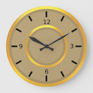 Elegant Gold & Beige Große Wanduhr
