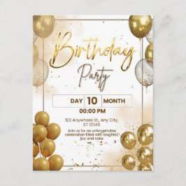 Elegant Gold Birthday Party Invitation Enclosure Begleitkarte