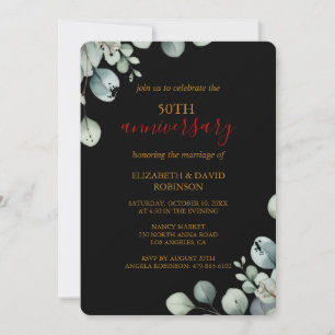 Elegant Gold Black 50. Hochzeitstag Einladung