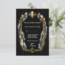 Elegant Gold Black Art Deco Casino Night Wedding