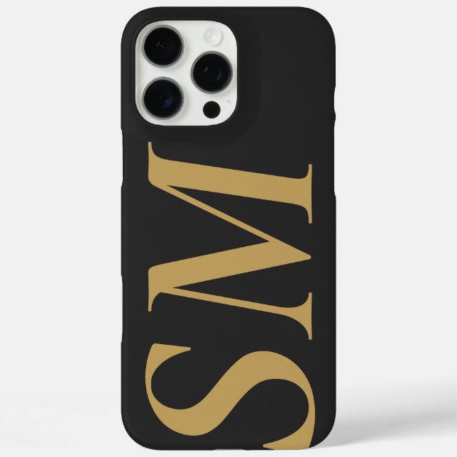 Elegant Gold Black Bold Initial Monogram Case-Mate iPhone Hülle (Rückseite)