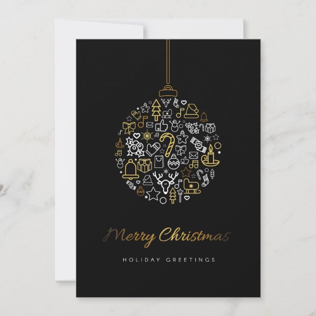 Elegant Gold & Black Frohe Weihnachten (Vorderseite)