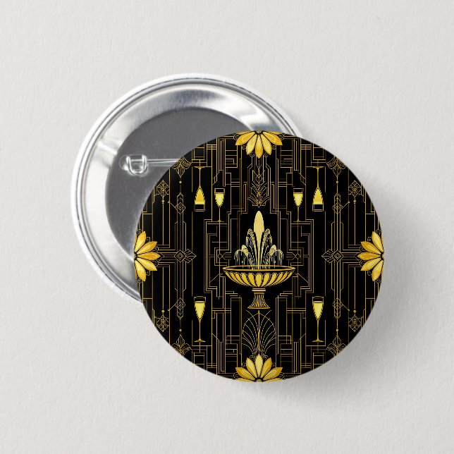 Elegant gold black gatsby button (Vorne & Hinten)