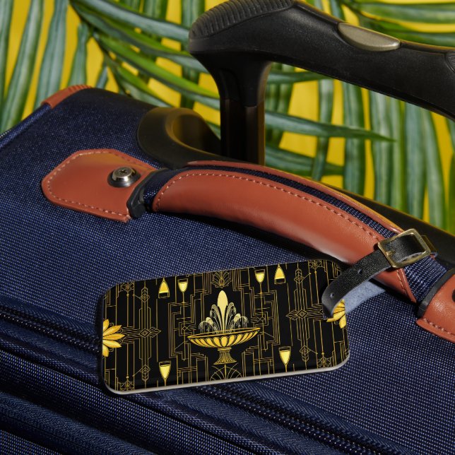 Elegant gold black gatsby gepäckanhänger (Vorderseite Insitu 3)