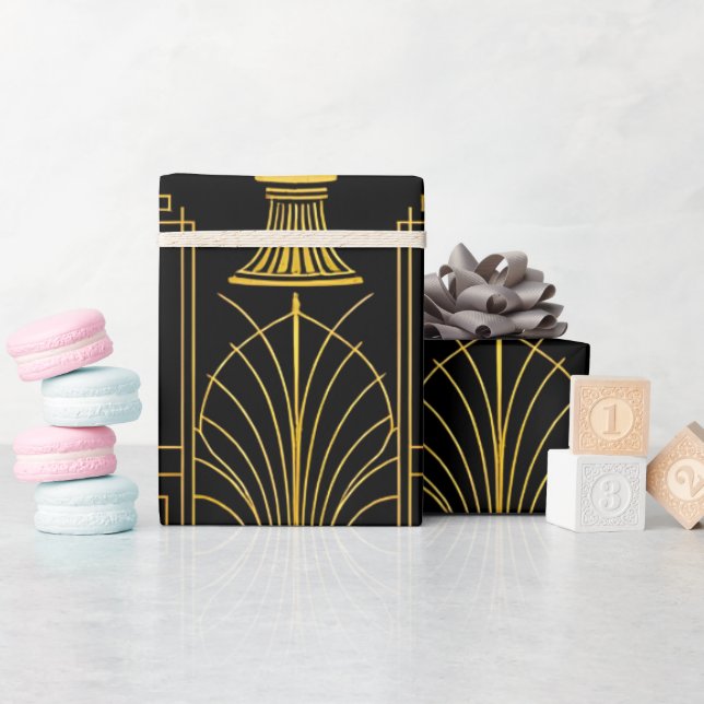 Elegant gold black gatsby geschenkpapier (Babyparty)