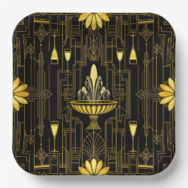 Elegant gold black gatsby pappteller