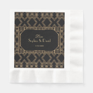 Elegant Gold Black Great Gatsby 1920er Hochzeit Serviette