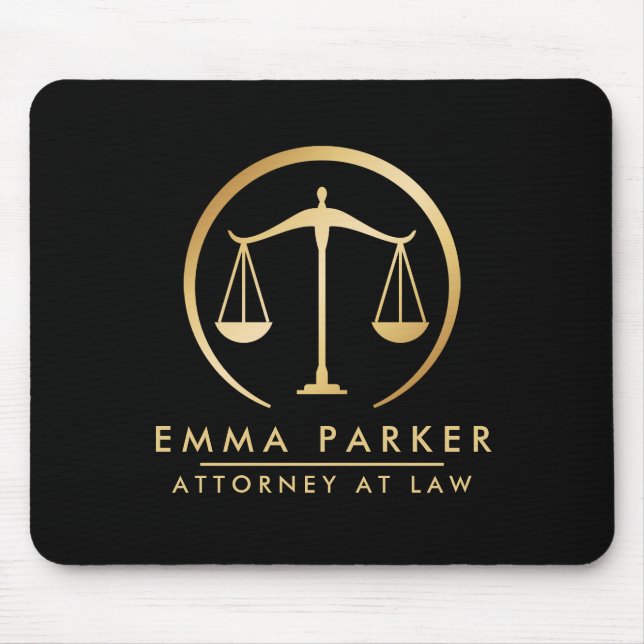 Elegant Gold & Black Lawyer Black Mousepad (Vorne)