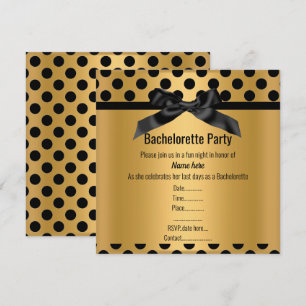 ELEGANT GOLD BLACK SPOT JUNGGESELINNEN-ABSCHIED EINLADUNG