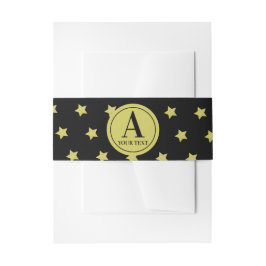 Elegant Gold & Black Star Pattern Monogram Einladungsbanderole