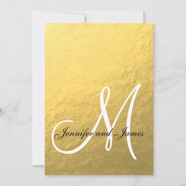 Elegant Gold Black Wedding Einladung (Vorderseite)