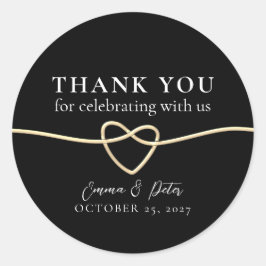 Elegant Gold Black Wedding Vielen Dank Sticker