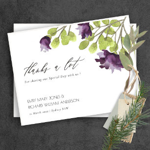 ELEGANT GOLD BLAUE WATERCOLOR BLLORAL DANKE POSTKARTE