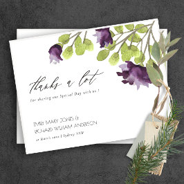 ELEGANT GOLD BLAUE WATERCOLOR BLLORAL DANKE POSTKARTE