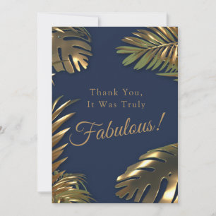 Elegant Gold Blue Foto 50 Fantastischer Geburtstag Dankeskarte