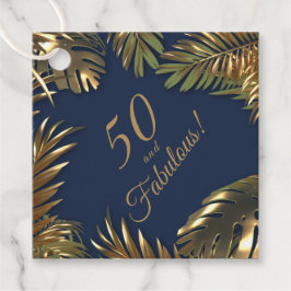 Elegant Gold Blue Foto 50 Fantastischer Geburtstag Geschenkanhänger