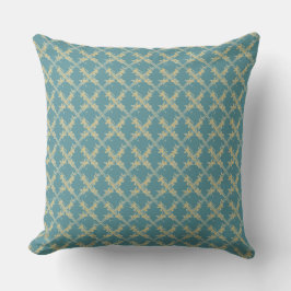 Elegant,Gold Blue Lattice Pattern Kissen