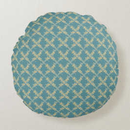Elegant,Gold Blue Lattice Pattern Rundes Kissen