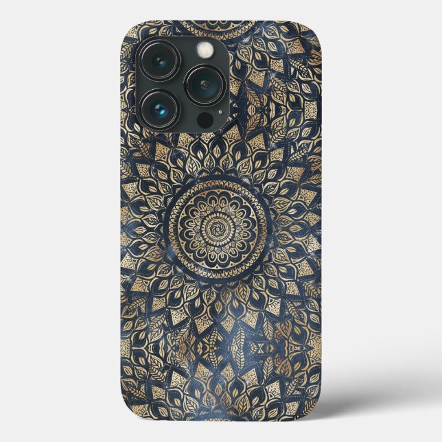 Elegant Gold Blue Mandala Floral Case-Mate iPhone Hülle (Rückseite)