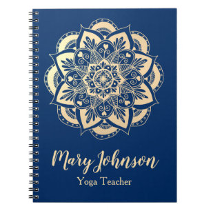 Elegant Gold Blue Mandala Yoga Teacher Notizblock