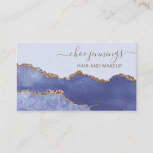 Elegant Gold Blue Marble Script Abstrakt Visitenkarte