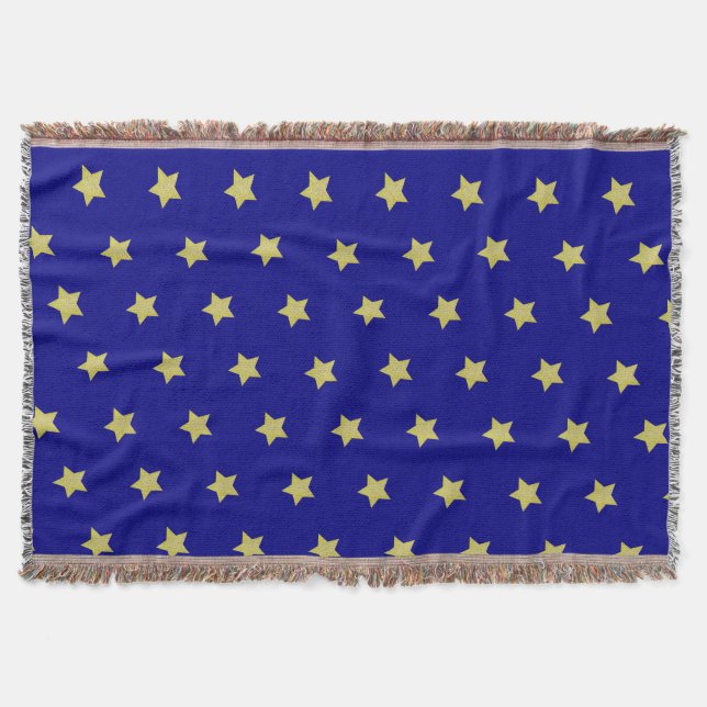 Elegant Gold & Blue Star Pattern  Decke (Vorderseite)