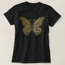 Elegant Gold Blüh Butterfly T-Shirt