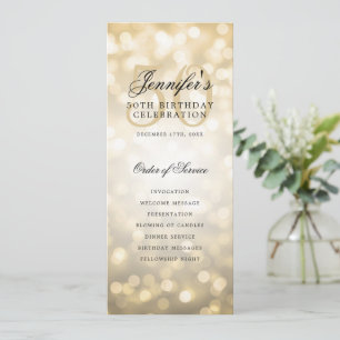Elegant Gold Bokeh 50. Geburtstagsprogramm mit Men Einladung