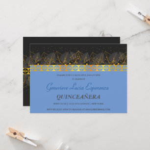 Elegant Gold Border Quinceñera Einladung