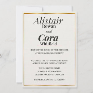 Elegant Gold Border Wedding Invitation | Modern Mi Einladung