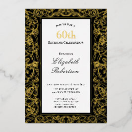 Elegant Gold Border Women's 60th Birthday Gold Folieneinladung